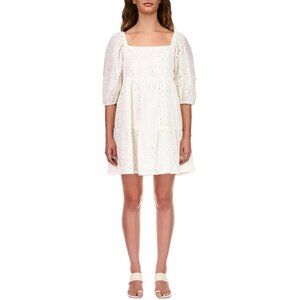 Sanctuary Womens White Eyelet Babydoll Dress Large